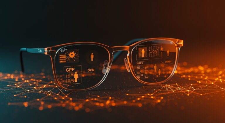 Gafas inteligentes Ray-Ban Meta y revisión de datos para IA, destacando privacidad y regulaciones GDPR en tecnología wearable.