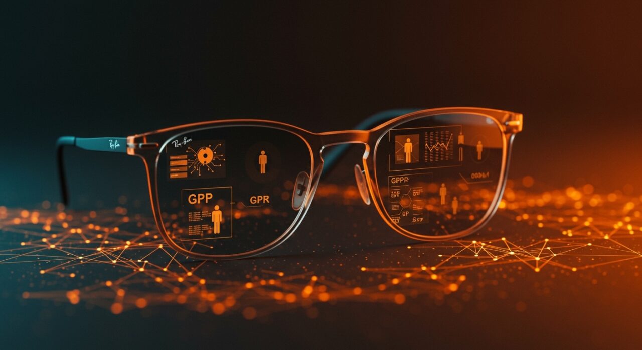 Gafas inteligentes Ray-Ban Meta y revisión de datos para IA, destacando privacidad y regulaciones GDPR en tecnología wearable.