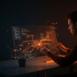 Interfaz visual de git rebase interactivo en Magit con un desarrollador utilizando herramientas avanzadas para gestión de ramas y productividad en desarrollo de software.