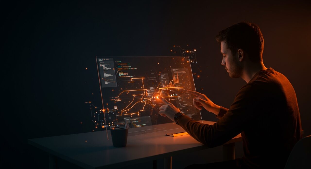 Interfaz visual de git rebase interactivo en Magit con un desarrollador utilizando herramientas avanzadas para gestión de ramas y productividad en desarrollo de software.