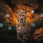 Lince ibérico en un paisaje de Aragón simbolizando conservación, biodiversidad y sostenibilidad en el contexto de startups y cambio climático.