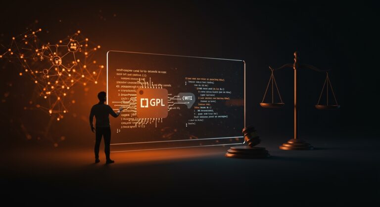 Relicenciamiento open source con IA mostrando transición de código chardet de LGPL a MIT y sus implicaciones legales para founders tech.