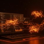 Visualización de la Responses API de OpenAI con agentes de IA escalables y herramientas shell en un entorno futurista, destacando automatización y contenedores alojados.