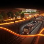 Proyecto urbano en Rivas Vaciamadrid cubriendo la Línea 9B con un parque lineal y nueva estación para transformar la movilidad urbana.