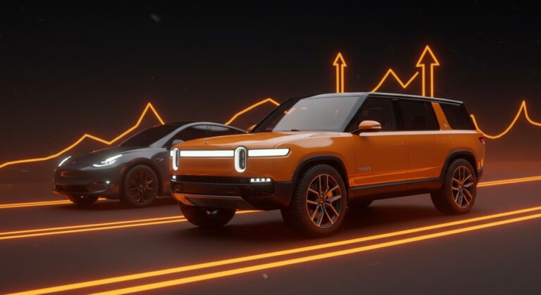 Rivian R2 SUV eléctrico destacándose en competencia con Tesla Model Y, representando tendencias y movilidad eléctrica 2026.