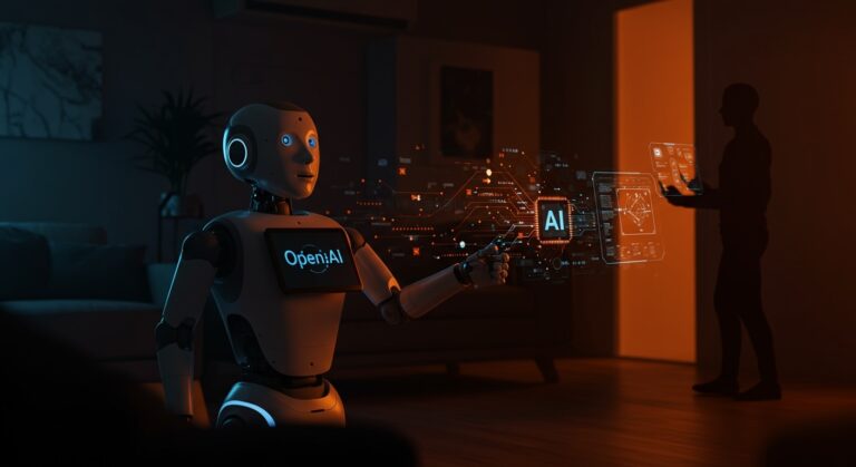 Robot doméstico de 1X Technologies con teleoperación humana y IA aplicada, mostrando innovación en robótica y automatización para startups tecnológicas.