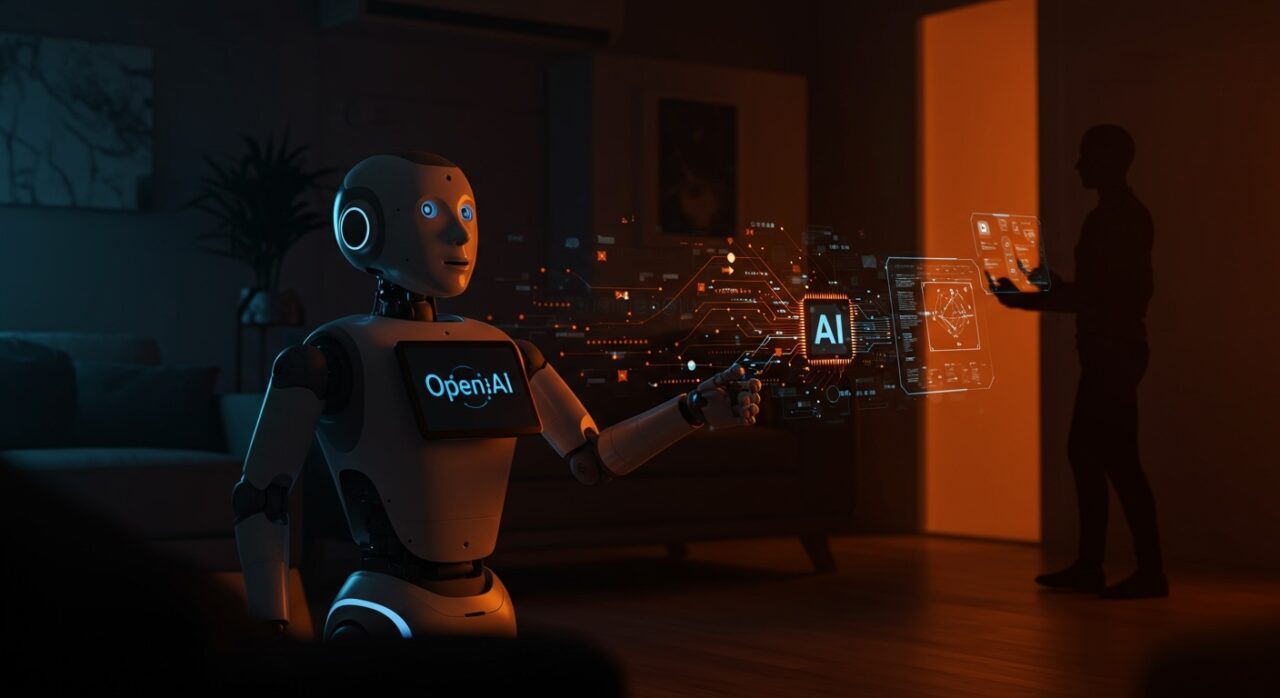 Robot doméstico de 1X Technologies con teleoperación humana y IA aplicada, mostrando innovación en robótica y automatización para startups tecnológicas.