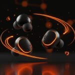 Samsung Galaxy Buds 4 Pro destacados con iluminación naranja y negra, mostrando auriculares TWS con cancelación de ruido e integración en ecosistema tecnológico.