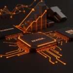 Imagen editorial de chips IA de Samsung, NVIDIA y AMD con visuales abstractos que reflejan la reconfiguración del mercado de inteligencia artificial y memoria HBM4.