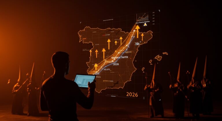 Predicción meteorológica para Semana Santa 2026 en España mostrando clima estable y tendencias al alza, enfoque en founders tech y ecosistema startup.