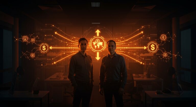 Dos ex-Palantir celebrando una ronda de inversión de 30 millones de dólares liderada por Sequoia en startups LATAM.