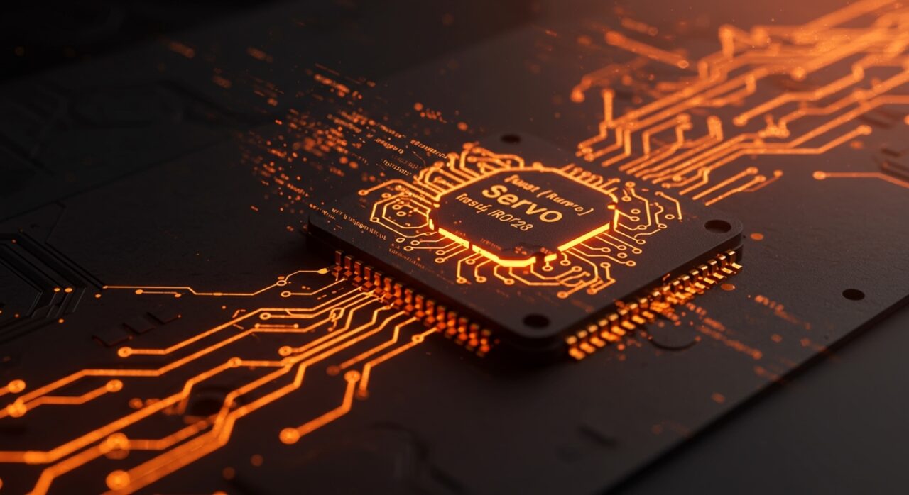 Motor web Servo 0.0.5 en Rust con mejoras en preloads y Web APIs mostrando tecnología de desarrollo escalable y open source para startups tech.