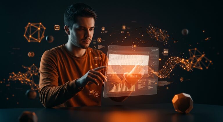 Founders tech utilizando Google Sheets como backend CRUD y automatización con IA en un entorno tecnológico avanzado.