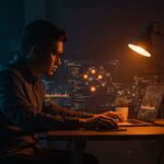 Sincronización en tiempo real de sistemas multiplayer en arquitectura SaaS mostrada en entorno colaborativo para desarrolladores.