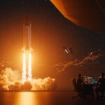 Cohete SpaceX lanzándose sobre un grupo de founders tecnológicos observando el impacto de la histórica salida a bolsa y su influencia en startups espaciales y funding.
