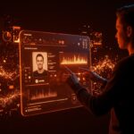 Usuario premium de Spotify editando su algoritmo personal de recomendaciones musicales con IA en una interfaz futurista y personalizada.