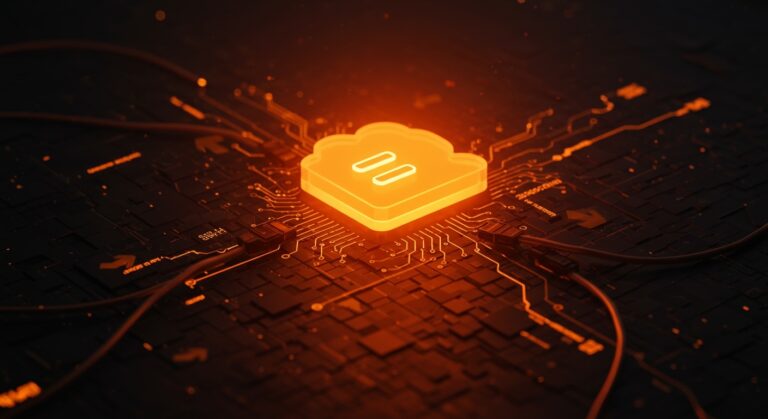 Ilustración conceptual de conexión SSH sin Host Header para máquinas virtuales en la nube destacando la solución innovadora de exe.dev en infraestructura cloud.