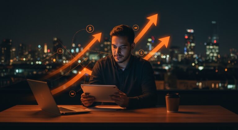 Founder hispano en el Reino Unido revisando préstamos sin equity para startups con mentoría y financiamiento en el ecosistema startup UK.