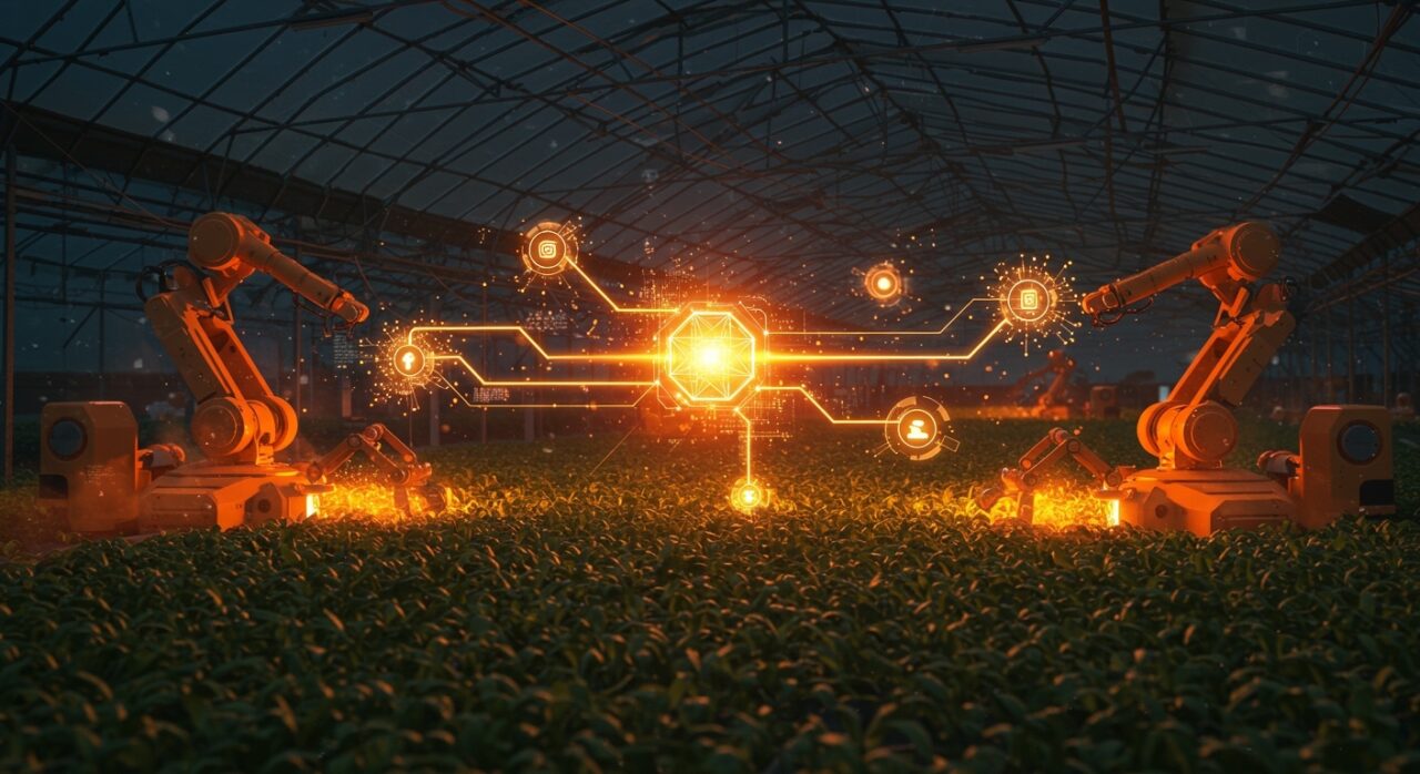 Robots automatizando la cosecha en invernaderos con inteligencia artificial y robótica agrícola en una startup tecnológica financiada en Europa.
