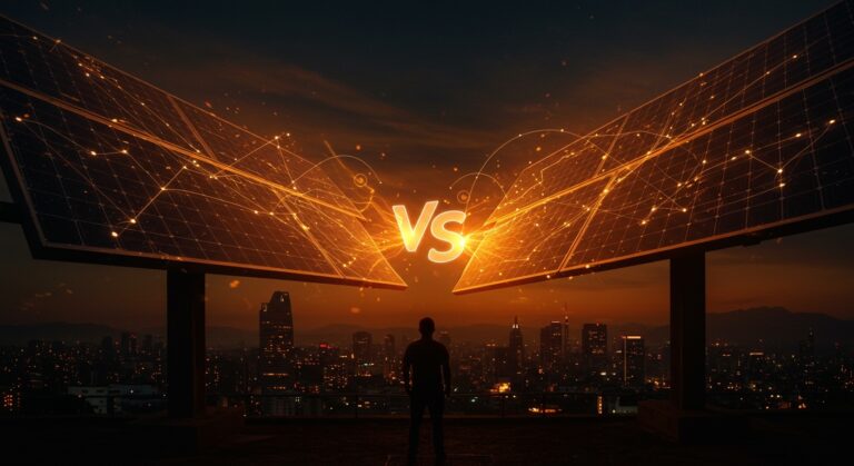 Disputa de marca en el mercado de energía solar chileno entre startup Edify y Enel con paneles solares en Vitacura.