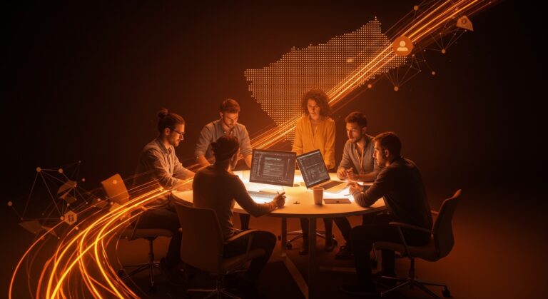 Startups canarias colaborando y recibiendo financiación alternativa impulsada por Enisa en un ecosistema innovador.