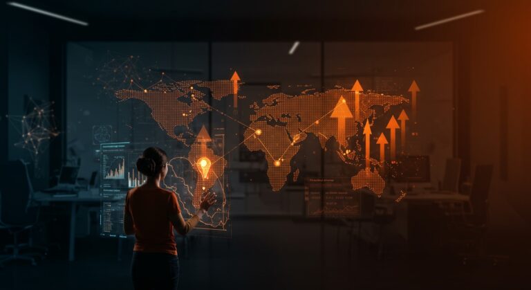 Startup mexicana Linko destacando en fintech, con metáforas de IA, inversión y expansión rumbo a Dubai y Latinoamérica.