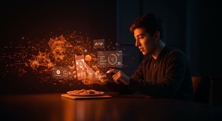 App chilena NutrIA usando inteligencia artificial para registrar alimentos y calorías mediante una foto, ejemplo destacado de innovación y startups en nutrición.