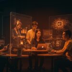 Equipo de startups digitales en Vietnam colaborando con IA, IoT y economía circular en un ecosistema de innovación urbana y transformación digital.