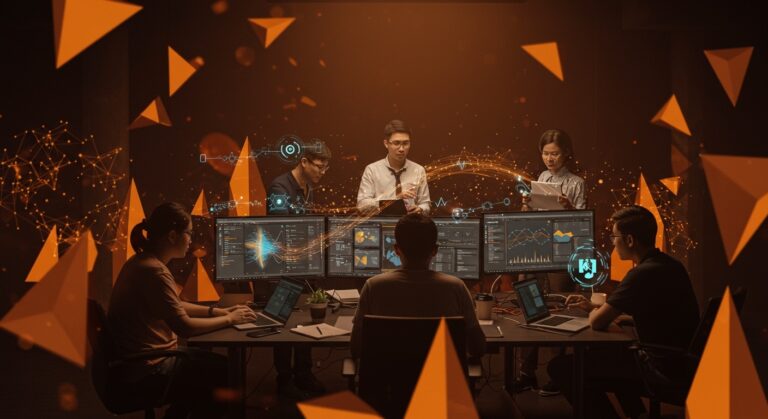 Startups extranjeras colaborando en Ciudad Ho Chi Minh en proyectos de blockchain, fintech e inteligencia artificial en un entorno de co-incubación internacional.