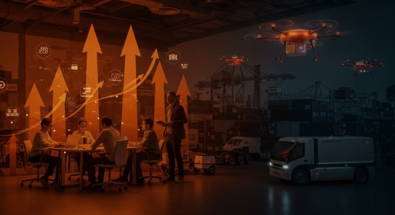 Startups logísticas impulsadas por Lanzadera y Marina de Empresas colaborando en innovación y tecnología avanzada para el emprendimiento logístico.