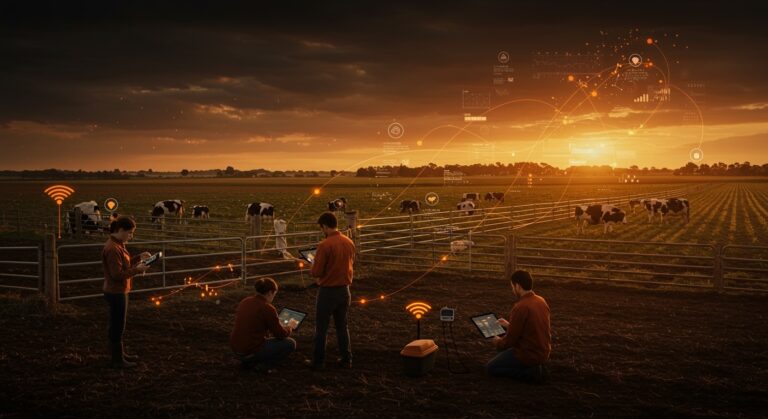 Startups utilizando telemetría e IoT para la gestión innovadora de ganado en agricultura moderna con tecnología avanzada.