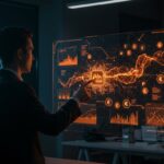 Automatización de AML y KYC con inteligencia artificial en fintech para gestoras de inversión, simbolizando compliance automatizado y onboarding de inversores.