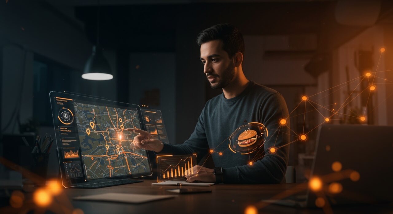 Fundador de startup foodtech analizando innovación tecnológica y expansión con financiamiento en el delivery de India.