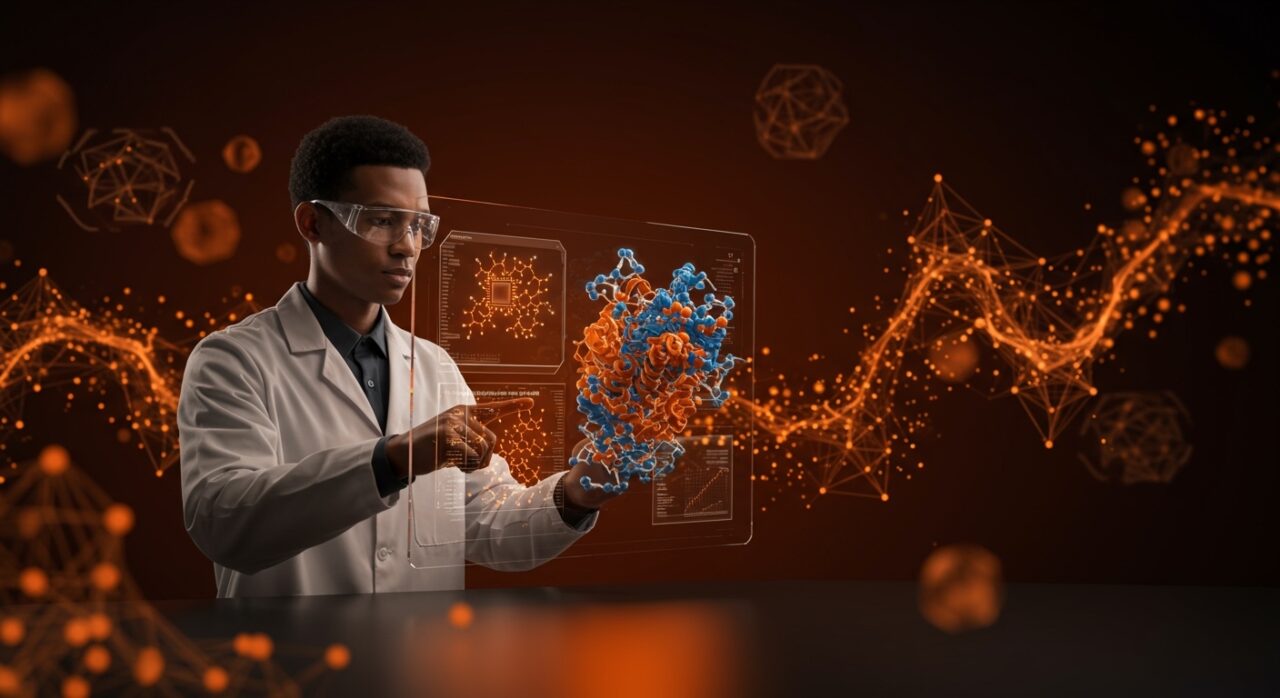 Científico utilizando aplicaciones de inteligencia artificial en la plataforma de Tamarind Bio para el descubrimiento de fármacos con apoyo de financiación Serie A.