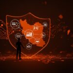 Riesgos y amenazas geopolíticas a startups tecnológicas estadounidenses por inclusión como objetivos militares, ilustrado con metáforas de infraestructura y ciberseguridad.