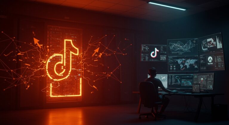 Imagen ilustrativa de la caída de TikTok en Estados Unidos por fallas en centros de datos Oracle, destacando infraestructura tecnológica y resiliencia en startups.