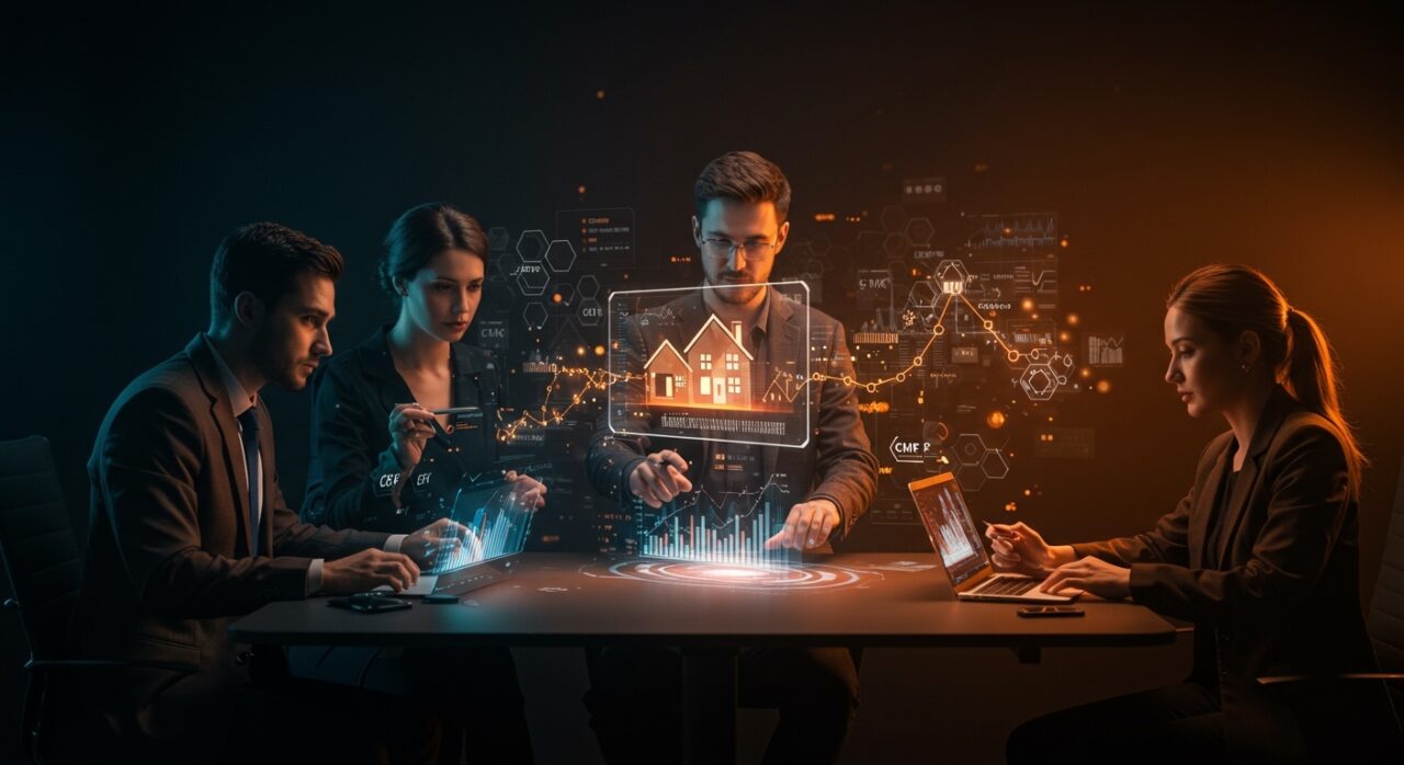 Inversionistas fintech accediendo a renta fija tokenizada en Chile mediante blockchain, representando inversiones inmobiliarias innovadoras.