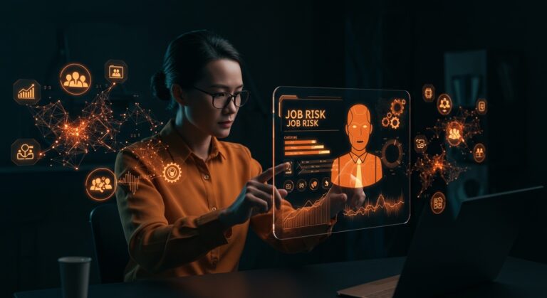 Riesgo laboral de la IA en empleos tech según Anthropic mostrando exposición y transformación laboral con inteligencia artificial.