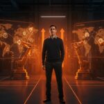 Travis Kalanick en un laboratorio de robótica industrial destacando su regreso con la startup Atoms y tendencias de movilidad autónoma para 2026.