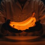 Plátanos editados genéticamente con CRISPR en laboratorio agritech, representando financiamiento para combatir Panama Disease TR4 y escalar biotecnología agrícola.