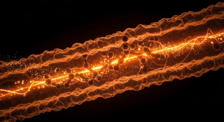 Representación visual de tunelización cuántica en la dosificación farmacéutica destacando innovación en salud y bioquímica.