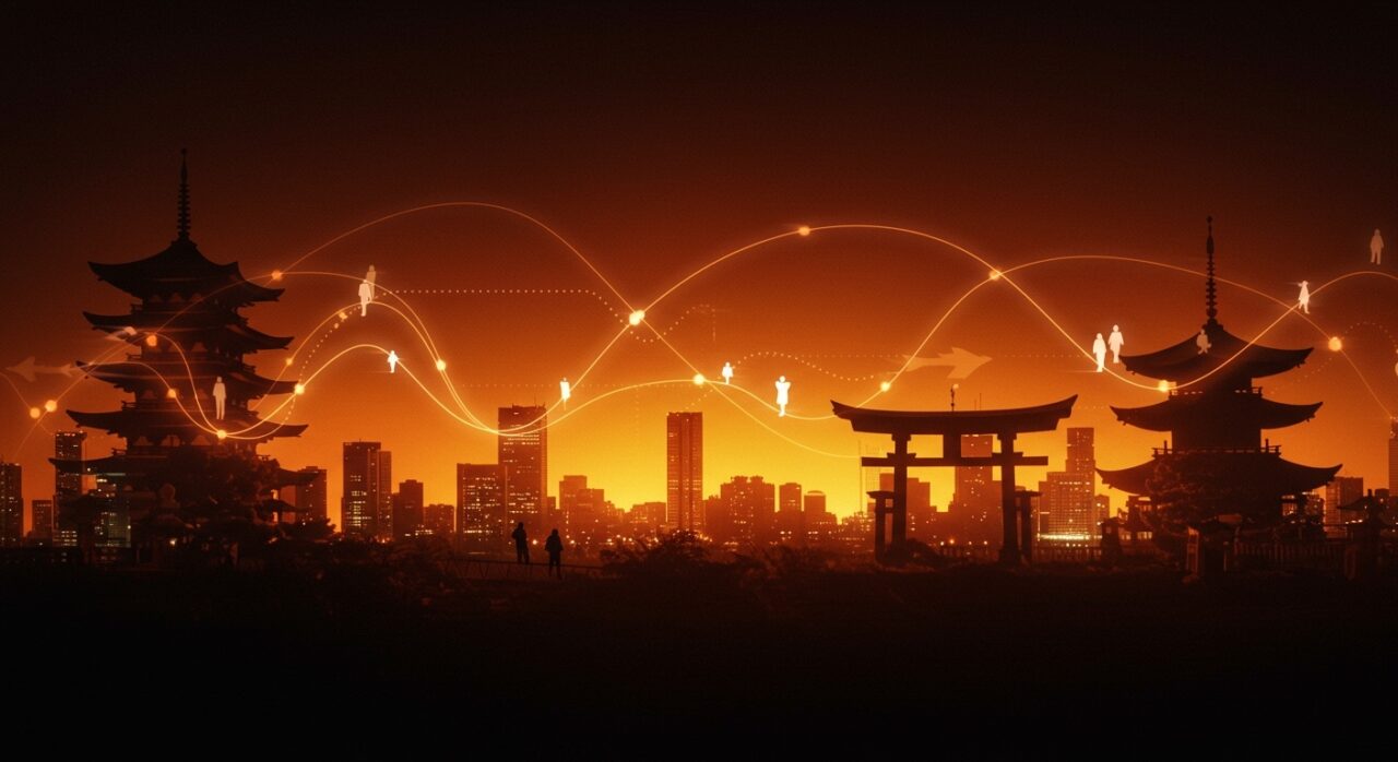 Turismo en Japón adaptándose a la caída del mercado chino mediante diversificación y resiliencia en la industria turística.