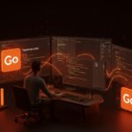 Imagen conceptual de transición en TypeScript 6.0 RC hacia TypeScript 7.0 con compilador nativo en Go, destacando migración y nuevas características.