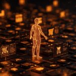 Representación visual del Universal Commerce Protocol (UCP) con agentes de IA interactuando en un ecosistema de tiendas online para transformar el e-commerce usando inteligencia artificial.