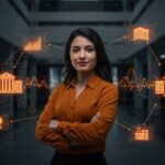 Carolina Valenzuela liderando la expansión de Udocz en edtech con inteligencia artificial para universidades latinoamericanas en un entorno tecnológico y moderno.