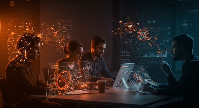 Emprendedores tech analizando el impacto del retraso del AI Act y la prohibición de apps nudify en el ecosistema startup de la UE.