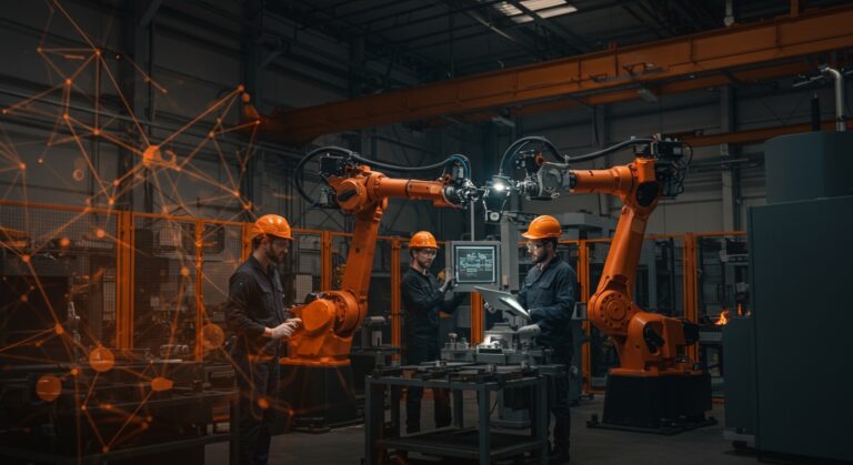 Cobot de Universal Robots automatizando la industria metalúrgica en Zaragoza con tecnología avanzada e inteligencia artificial.