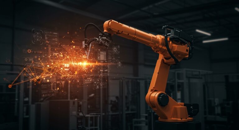 UR AI Trainer de Universal Robots y Scale AI mostrando robot colaborativo con aprendizaje por imitación en automatización industrial avanzada.