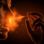 Vacuna universal intranasal de Stanford Medicine representada con spray nasal y escudo protector, enfatizando innovación médica y biotecnología en salud.