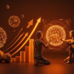 Representación conceptual de búsqueda vectorial avanzada y sistemas IA agénticos, mostrando la complejidad y escalabilidad en infraestructura AI.